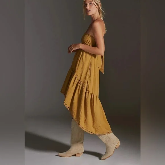 Anthropologie Maeve High-Low Strapless Midi Dress - Picture 1 of 5